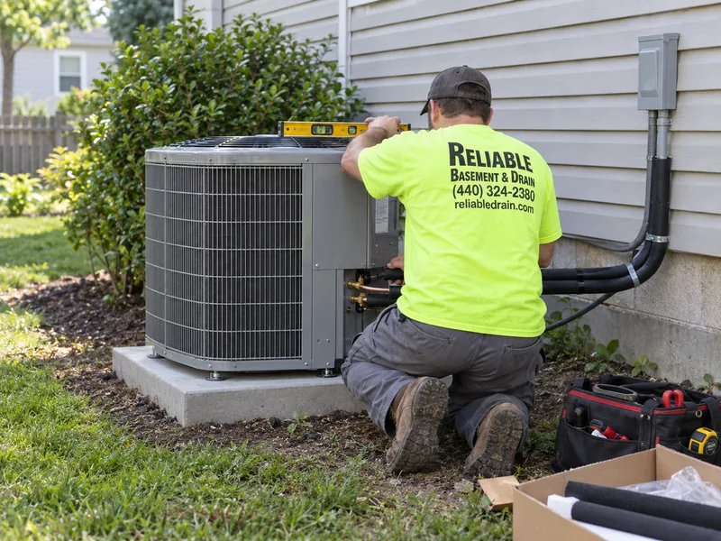 Service illustration of HVAC installation in a lime Reliable uniform