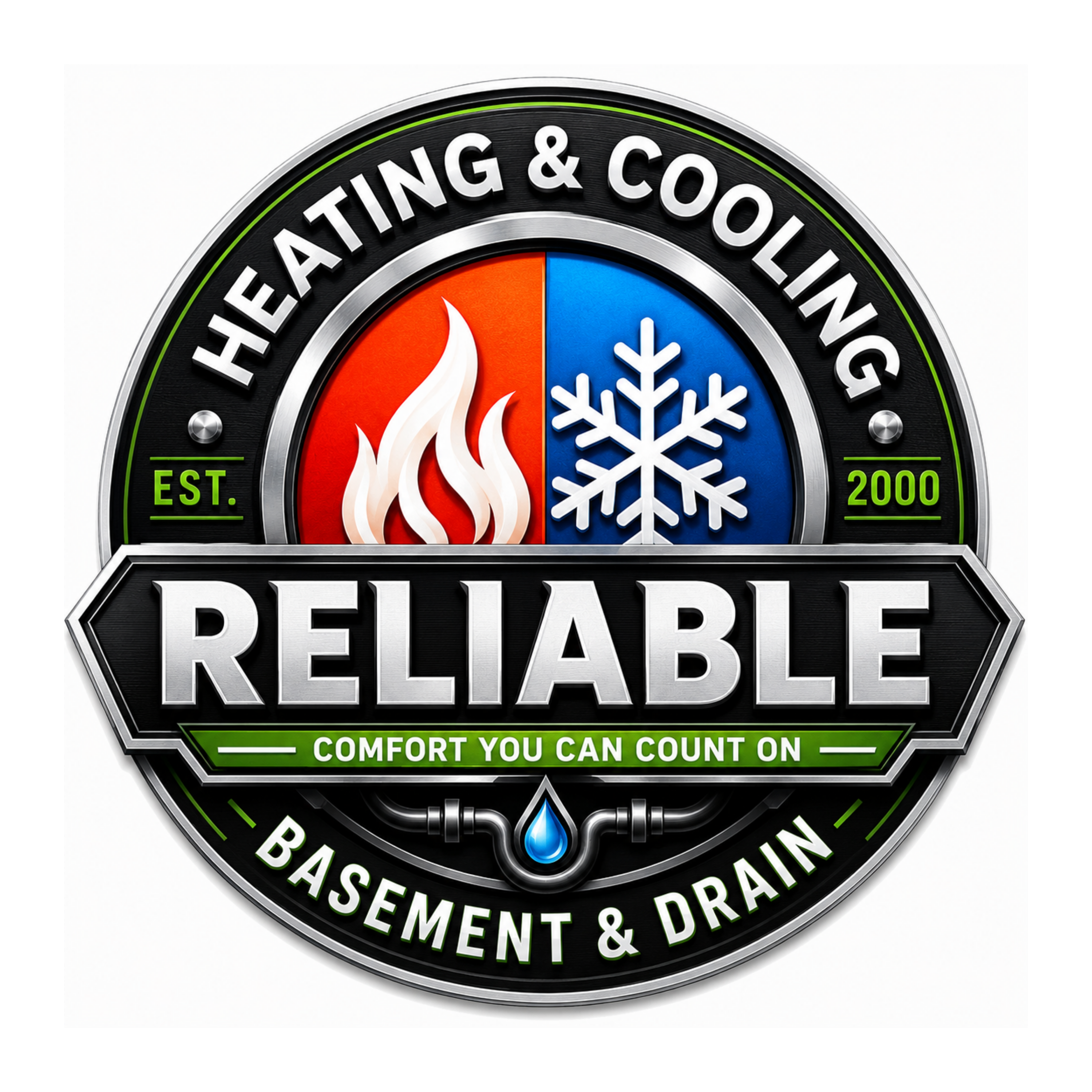 Reliable Heating Cooling Basement and Drain logo